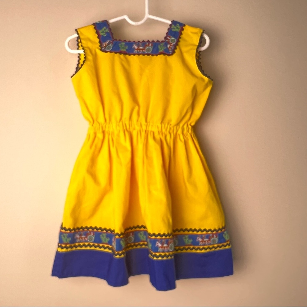 Milkmaid style Yellow and Blue Kids Dress